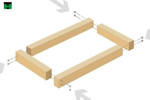 An image showing you how to fit garden sleepers together with screws