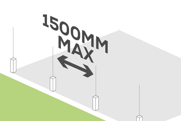an image showing a maximum gap of 1500mm between each timber post