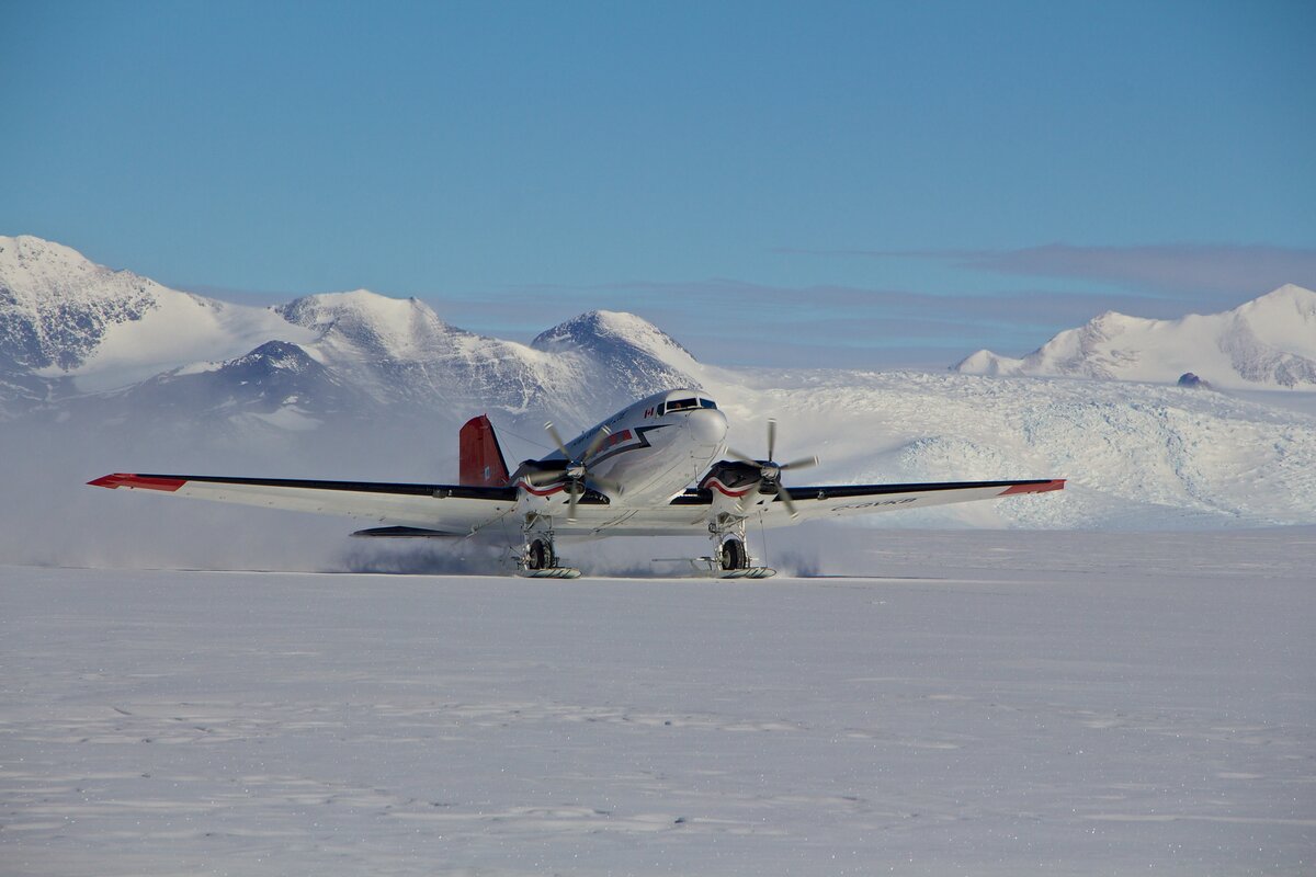 ALE's Basler BT-67 aircraft lands at Union Glacier