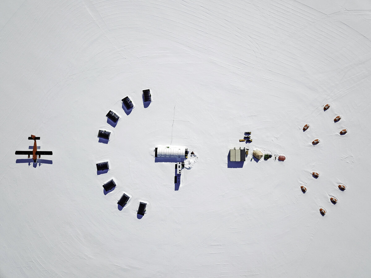 Aerial view of Three Glaciers Retreat