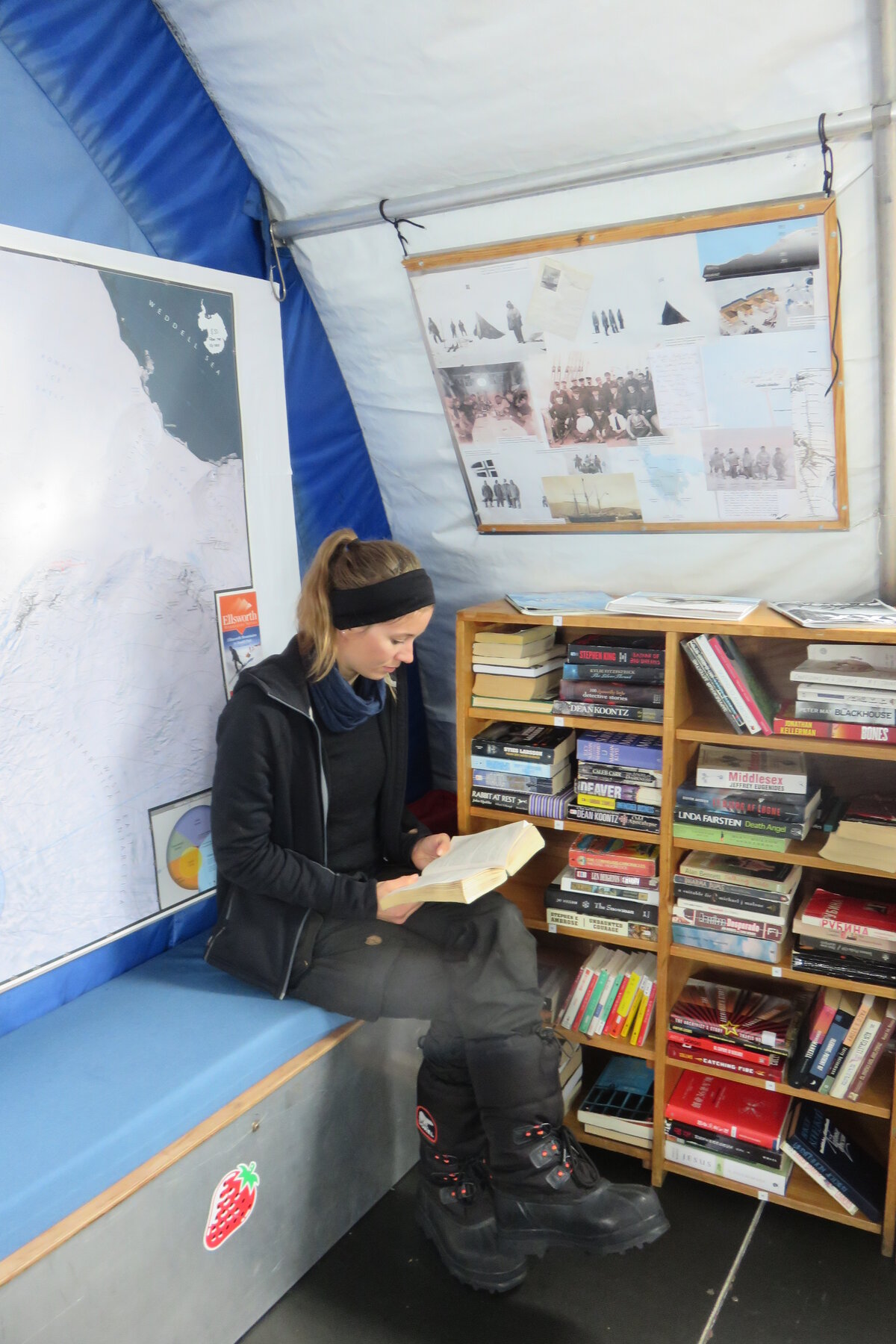 Polar library in Union Glacier Camp